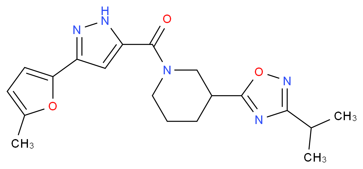 3-(3-isopropyl-1,2,4-oxadiazol-5-yl)-1-{[3-(5-methyl-2-furyl)-1H-pyrazol-5-yl]carbonyl}piperidine_Molecular_structure_CAS_)