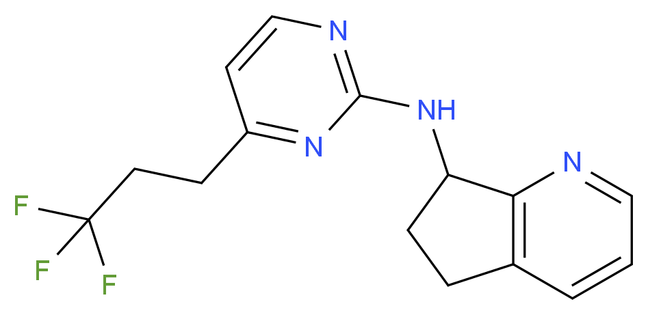 N-[4-(3,3,3-trifluoropropyl)pyrimidin-2-yl]-6,7-dihydro-5H-cyclopenta[b]pyridin-7-amine_Molecular_structure_CAS_)