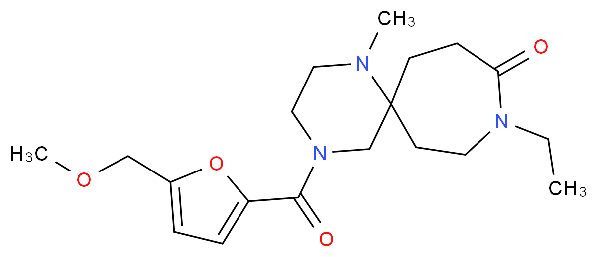 9-ethyl-4-[5-(methoxymethyl)-2-furoyl]-1-methyl-1,4,9-triazaspiro[5.6]dodecan-10-one_Molecular_structure_CAS_)