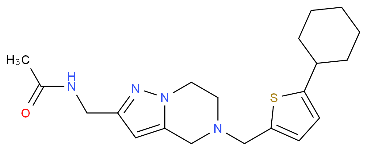 N-({5-[(5-cyclohexyl-2-thienyl)methyl]-4,5,6,7-tetrahydropyrazolo[1,5-a]pyrazin-2-yl}methyl)acetamide_Molecular_structure_CAS_)