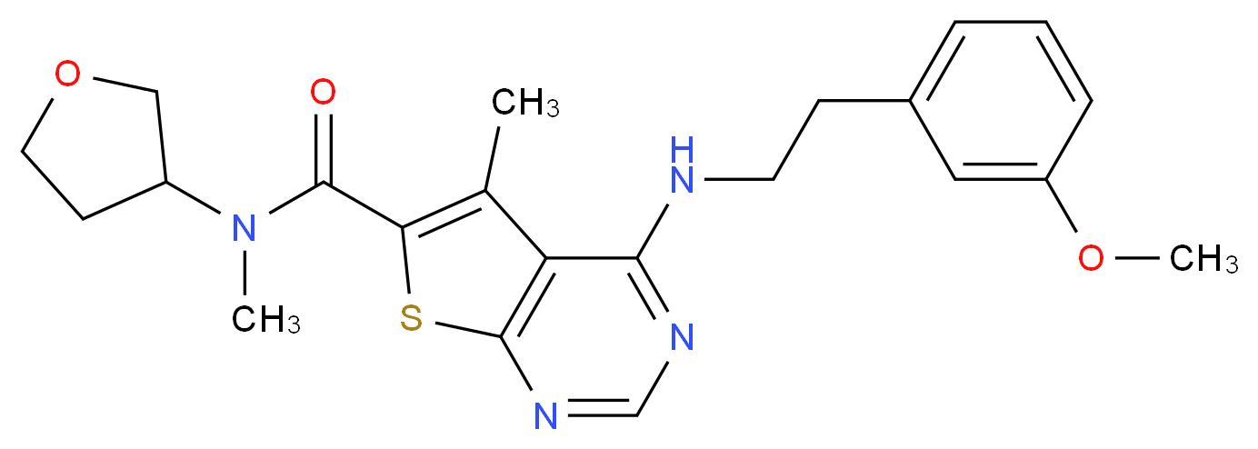 4-{[2-(3-methoxyphenyl)ethyl]amino}-N,5-dimethyl-N-(tetrahydro-3-furanyl)thieno[2,3-d]pyrimidine-6-carboxamide_Molecular_structure_CAS_)