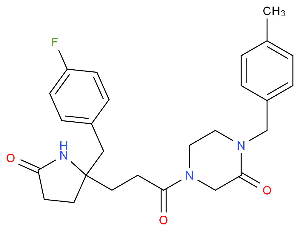 4-{3-[2-(4-fluorobenzyl)-5-oxo-2-pyrrolidinyl]propanoyl}-1-(4-methylbenzyl)-2-piperazinone_Molecular_structure_CAS_)