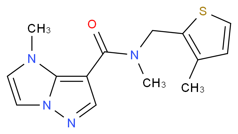 N,1-dimethyl-N-[(3-methyl-2-thienyl)methyl]-1H-imidazo[1,2-b]pyrazole-7-carboxamide_Molecular_structure_CAS_)