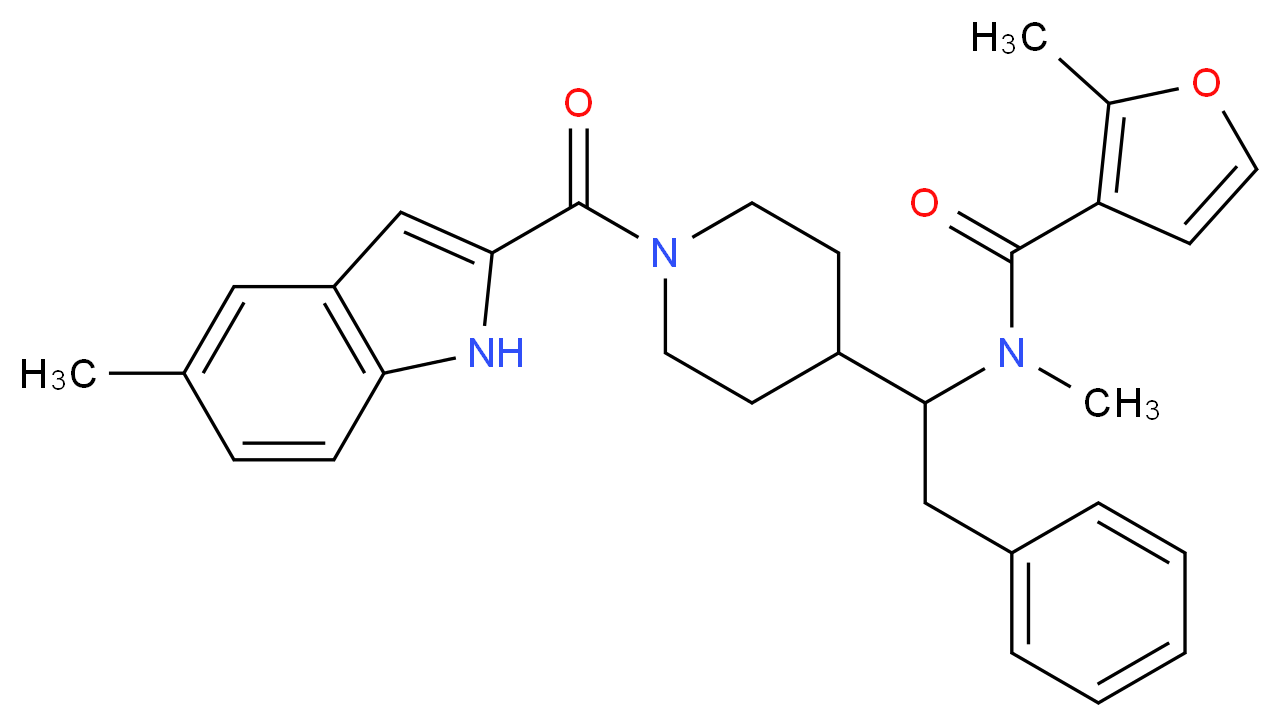 N,2-dimethyl-N-(1-{1-[(5-methyl-1H-indol-2-yl)carbonyl]-4-piperidinyl}-2-phenylethyl)-3-furamide_Molecular_structure_CAS_)