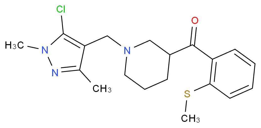 {1-[(5-chloro-1,3-dimethyl-1H-pyrazol-4-yl)methyl]-3-piperidinyl}[2-(methylthio)phenyl]methanone_Molecular_structure_CAS_)