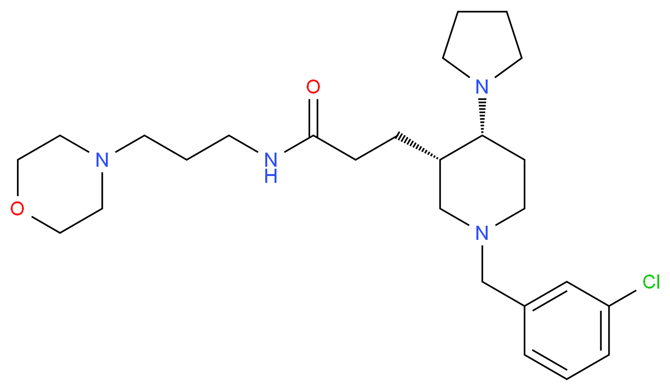 3-[(3S*,4R*)-1-(3-chlorobenzyl)-4-(1-pyrrolidinyl)-3-piperidinyl]-N-[3-(4-morpholinyl)propyl]propanamide_Molecular_structure_CAS_)