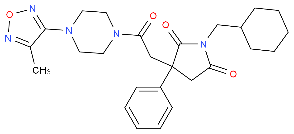 1-(cyclohexylmethyl)-3-{2-[4-(4-methyl-1,2,5-oxadiazol-3-yl)-1-piperazinyl]-2-oxoethyl}-3-phenyl-2,5-pyrrolidinedione_Molecular_structure_CAS_)