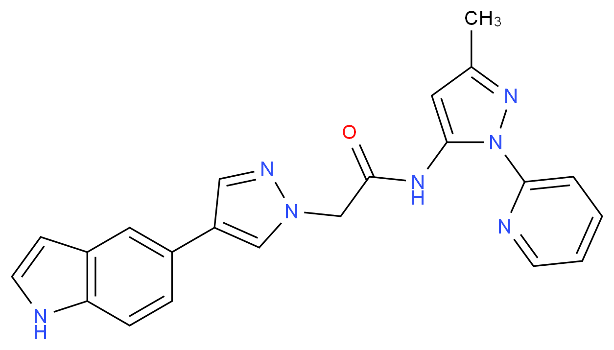 2-[4-(1H-indol-5-yl)-1H-pyrazol-1-yl]-N-(3-methyl-1-pyridin-2-yl-1H-pyrazol-5-yl)acetamide_Molecular_structure_CAS_)