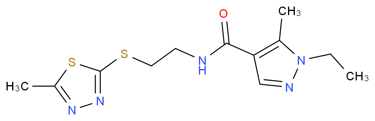 1-ethyl-5-methyl-N-{2-[(5-methyl-1,3,4-thiadiazol-2-yl)thio]ethyl}-1H-pyrazole-4-carboxamide_Molecular_structure_CAS_)