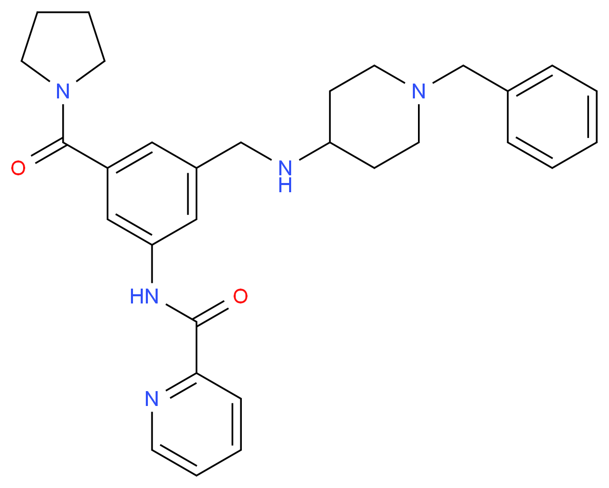 N-[3-{[(1-benzyl-4-piperidinyl)amino]methyl}-5-(1-pyrrolidinylcarbonyl)phenyl]-2-pyridinecarboxamide_Molecular_structure_CAS_)