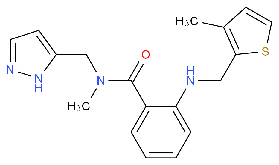 N-methyl-2-{[(3-methyl-2-thienyl)methyl]amino}-N-(1H-pyrazol-5-ylmethyl)benzamide_Molecular_structure_CAS_)