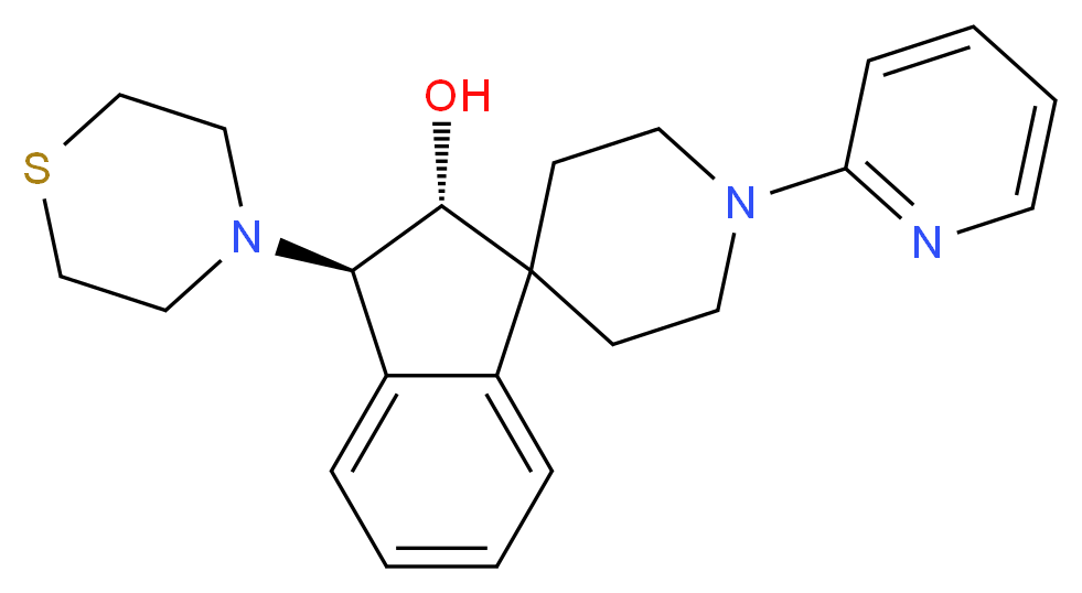 (2R*,3R*)-1'-(2-pyridinyl)-3-(4-thiomorpholinyl)-2,3-dihydrospiro[indene-1,4'-piperidin]-2-ol_Molecular_structure_CAS_)