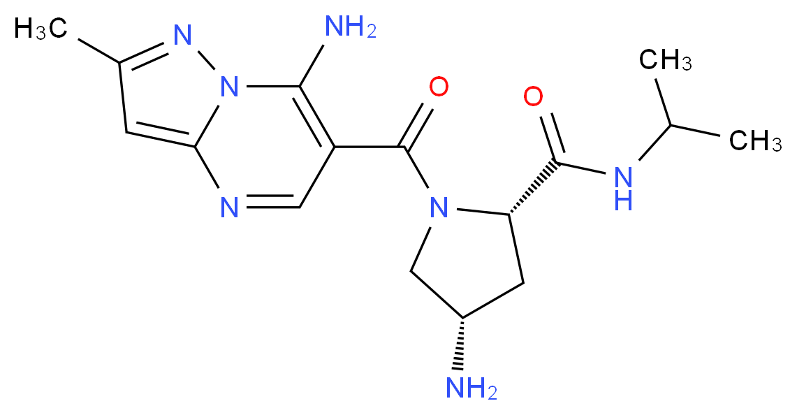 (4S)-4-amino-1-[(7-amino-2-methylpyrazolo[1,5-a]pyrimidin-6-yl)carbonyl]-N-isopropyl-L-prolinamide_Molecular_structure_CAS_)