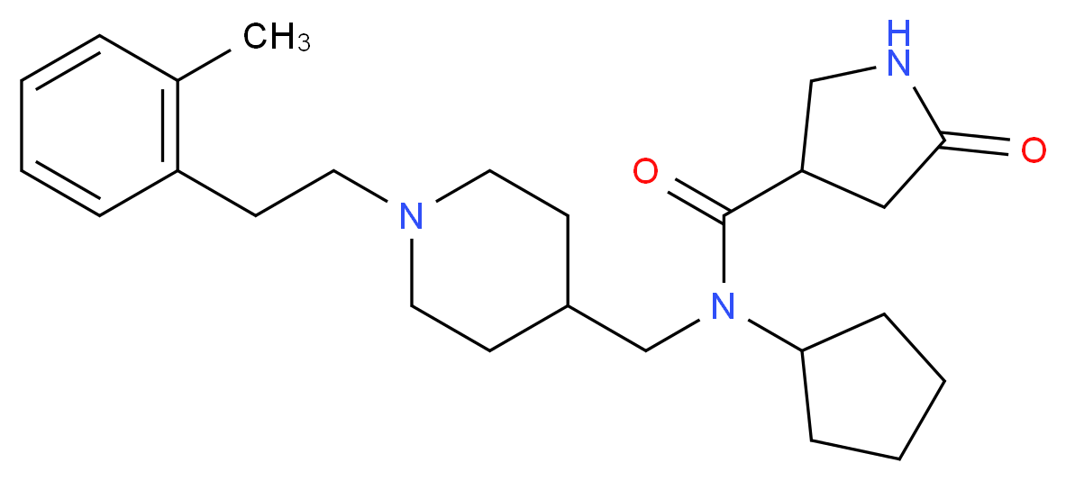 N-cyclopentyl-N-({1-[2-(2-methylphenyl)ethyl]-4-piperidinyl}methyl)-5-oxo-3-pyrrolidinecarboxamide_Molecular_structure_CAS_)
