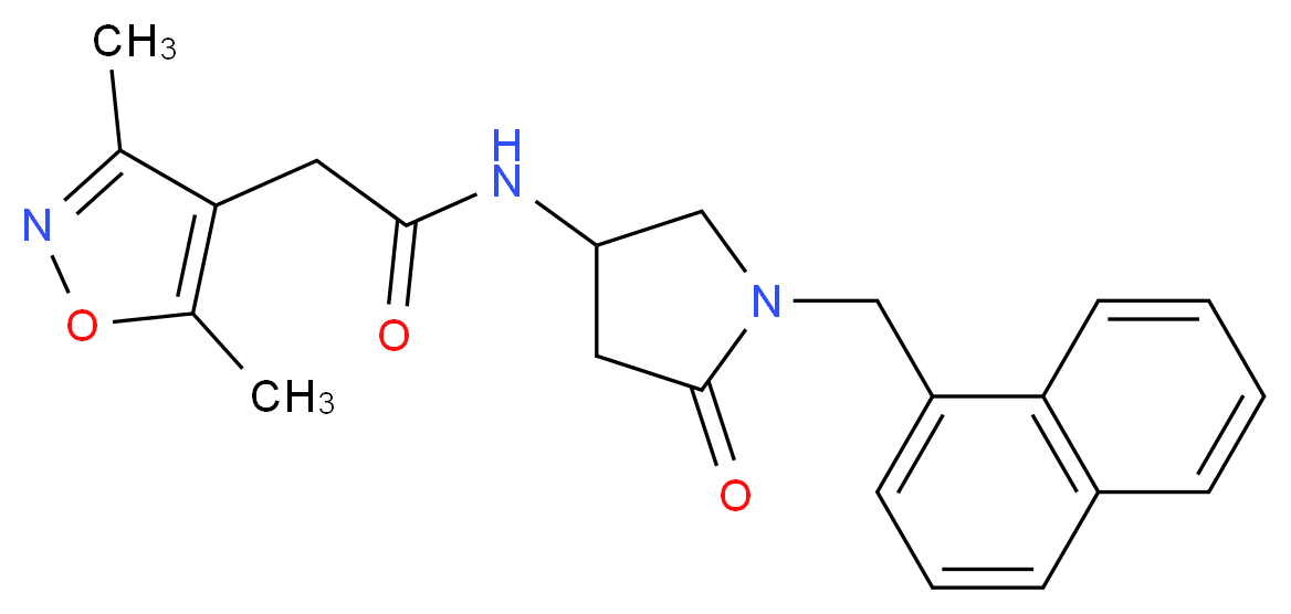 2-(3,5-dimethyl-4-isoxazolyl)-N-[1-(1-naphthylmethyl)-5-oxo-3-pyrrolidinyl]acetamide_Molecular_structure_CAS_)