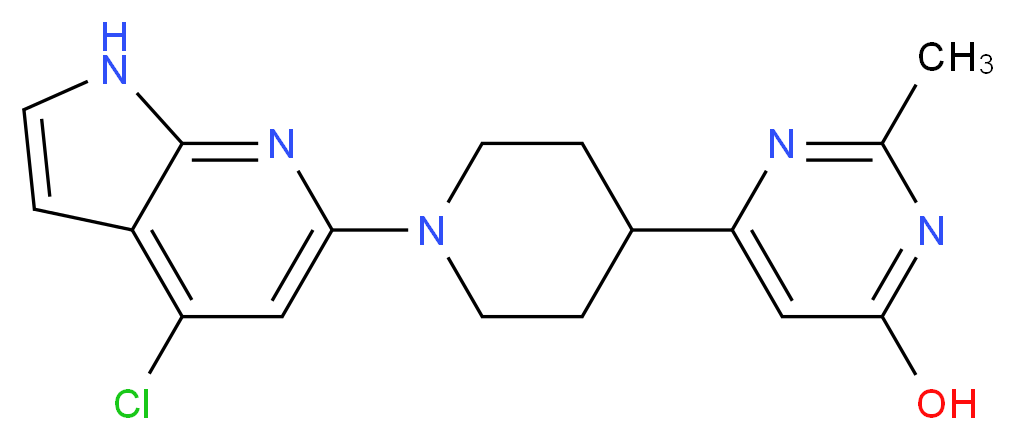 6-[1-(4-chloro-1H-pyrrolo[2,3-b]pyridin-6-yl)piperidin-4-yl]-2-methylpyrimidin-4-ol_Molecular_structure_CAS_)