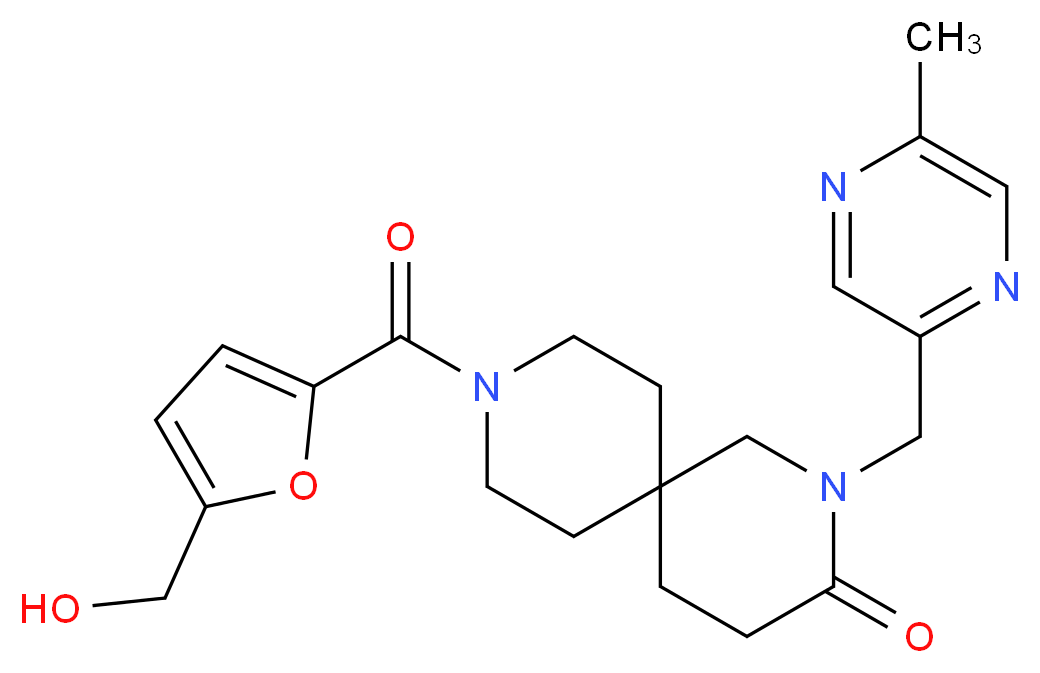 9-[5-(hydroxymethyl)-2-furoyl]-2-[(5-methylpyrazin-2-yl)methyl]-2,9-diazaspiro[5.5]undecan-3-one_Molecular_structure_CAS_)