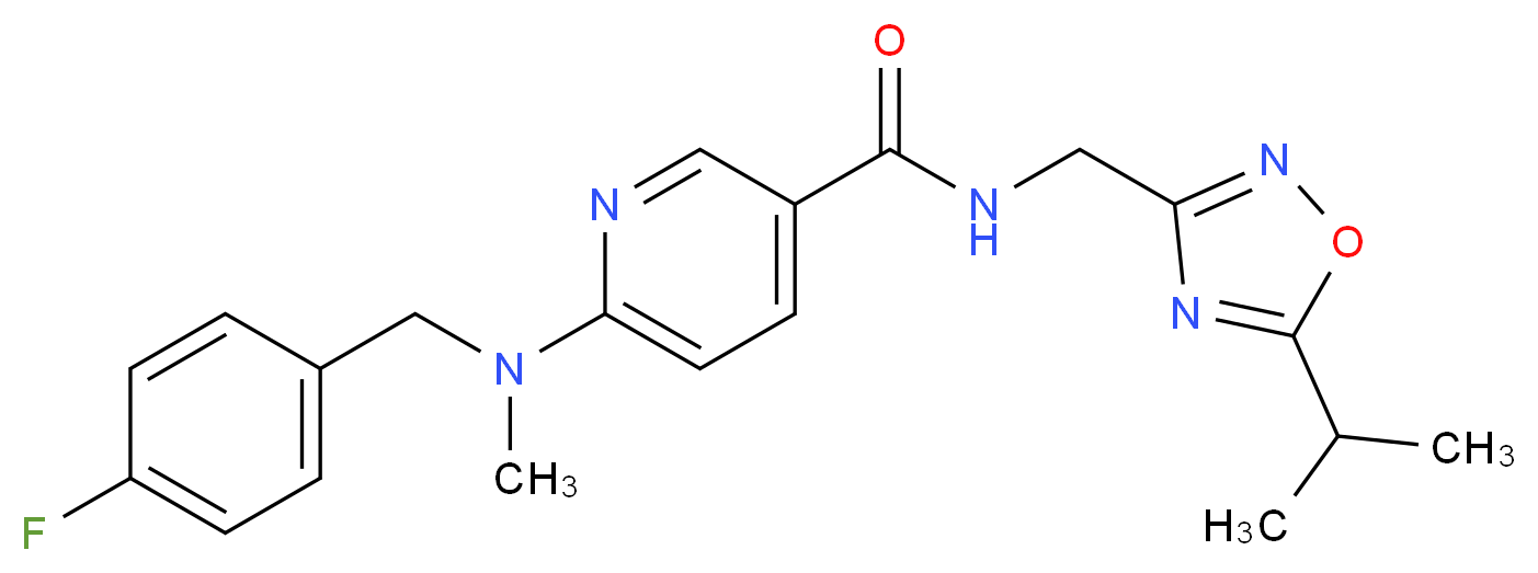 6-[(4-fluorobenzyl)(methyl)amino]-N-[(5-isopropyl-1,2,4-oxadiazol-3-yl)methyl]nicotinamide_Molecular_structure_CAS_)