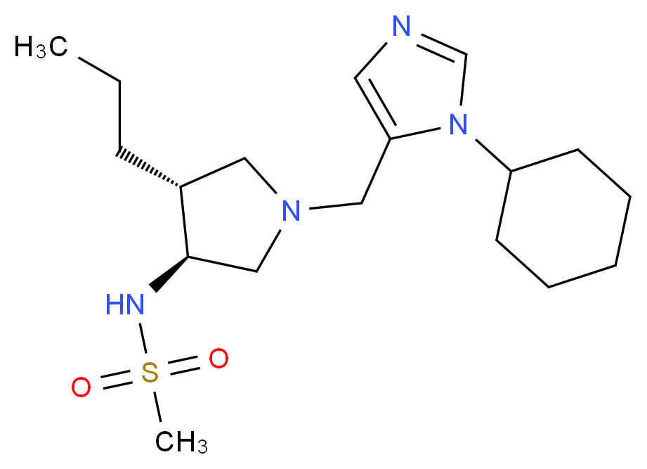 N-{(3S*,4R*)-1-[(1-cyclohexyl-1H-imidazol-5-yl)methyl]-4-propyl-3-pyrrolidinyl}methanesulfonamide_Molecular_structure_CAS_)