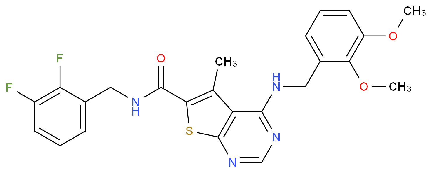 N-(2,3-difluorobenzyl)-4-[(2,3-dimethoxybenzyl)amino]-5-methylthieno[2,3-d]pyrimidine-6-carboxamide_Molecular_structure_CAS_)