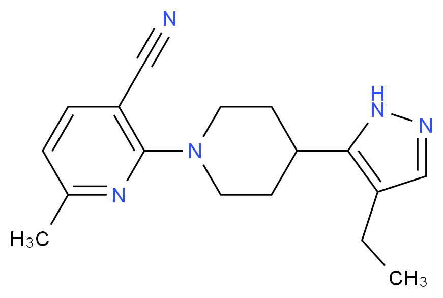 2-[4-(4-ethyl-1H-pyrazol-5-yl)piperidin-1-yl]-6-methylnicotinonitrile_Molecular_structure_CAS_)