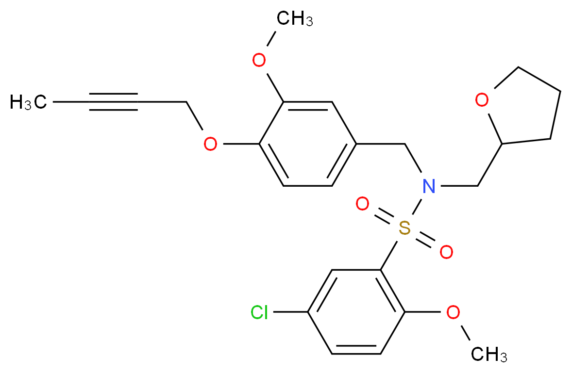 N-[4-(2-butyn-1-yloxy)-3-methoxybenzyl]-5-chloro-2-methoxy-N-(tetrahydro-2-furanylmethyl)benzenesulfonamide_Molecular_structure_CAS_)