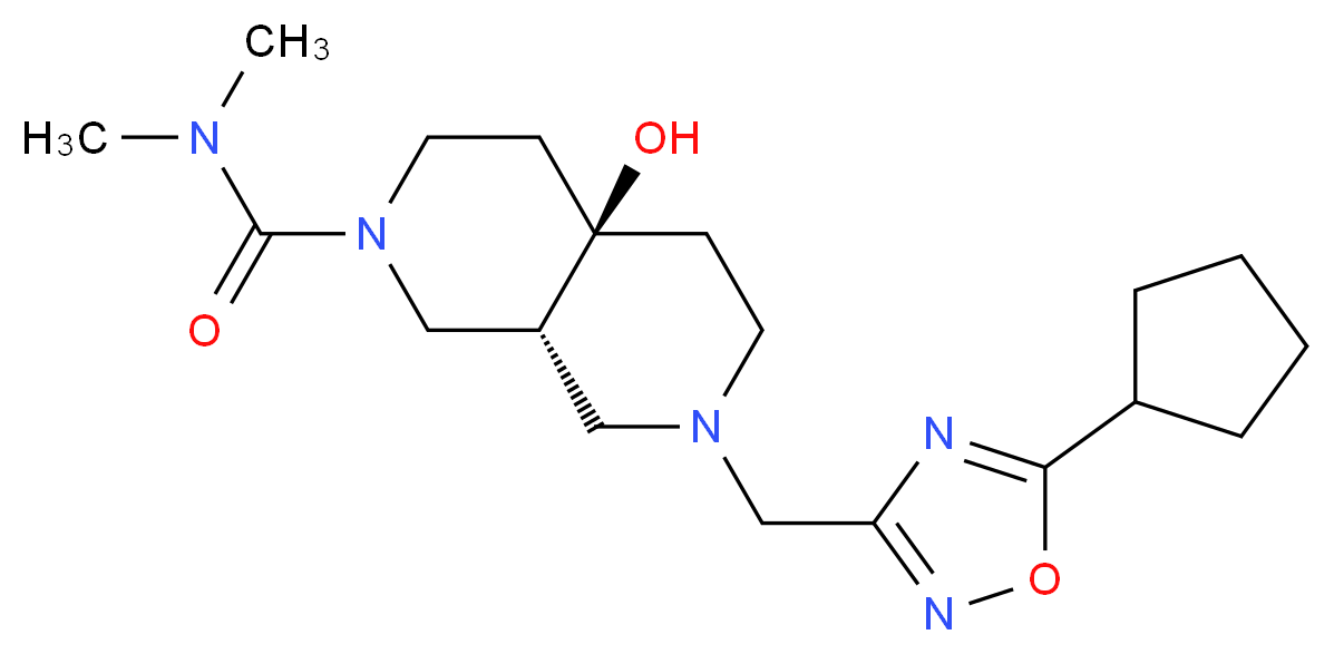 (4aR*,8aR*)-7-[(5-cyclopentyl-1,2,4-oxadiazol-3-yl)methyl]-4a-hydroxy-N,N-dimethyloctahydro-2,7-naphthyridine-2(1H)-carboxamide_Molecular_structure_CAS_)