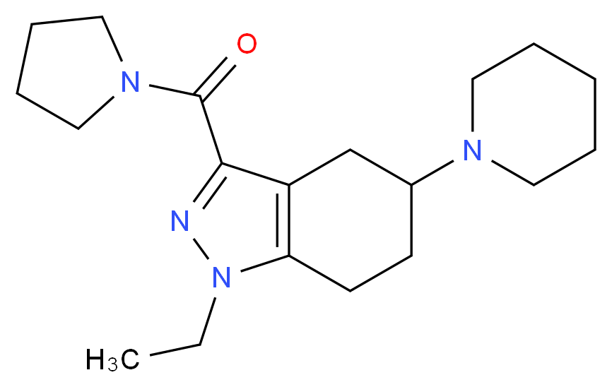 1-ethyl-5-(1-piperidinyl)-3-(1-pyrrolidinylcarbonyl)-4,5,6,7-tetrahydro-1H-indazole_Molecular_structure_CAS_)
