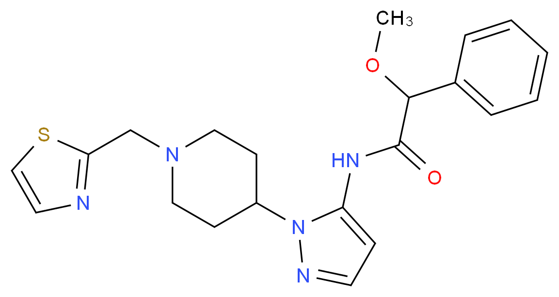 2-methoxy-2-phenyl-N-{1-[1-(1,3-thiazol-2-ylmethyl)-4-piperidinyl]-1H-pyrazol-5-yl}acetamide_Molecular_structure_CAS_)