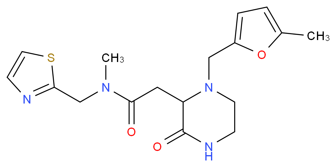 N-methyl-2-{1-[(5-methyl-2-furyl)methyl]-3-oxo-2-piperazinyl}-N-(1,3-thiazol-2-ylmethyl)acetamide_Molecular_structure_CAS_)