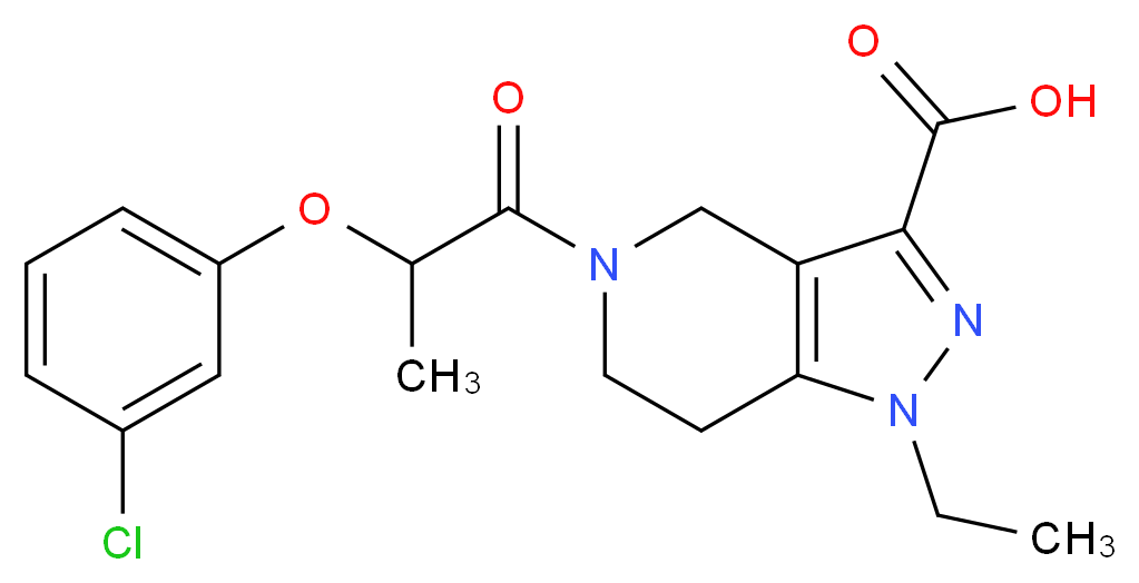 5-[2-(3-chlorophenoxy)propanoyl]-1-ethyl-4,5,6,7-tetrahydro-1H-pyrazolo[4,3-c]pyridine-3-carboxylic acid_Molecular_structure_CAS_)