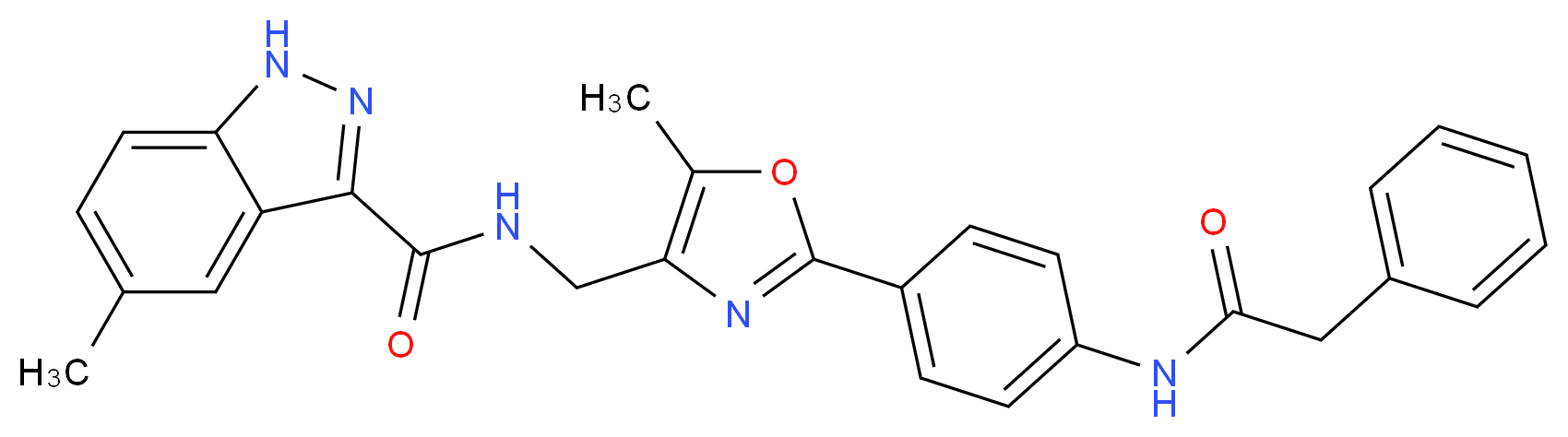 5-methyl-N-[(5-methyl-2-{4-[(phenylacetyl)amino]phenyl}-1,3-oxazol-4-yl)methyl]-1H-indazole-3-carboxamide_Molecular_structure_CAS_)