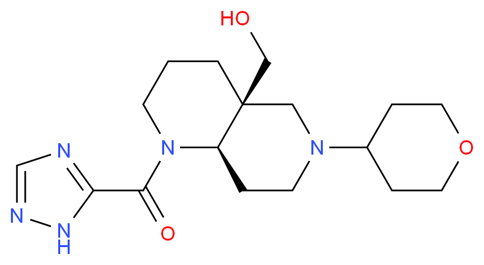 [(4aS*,8aR*)-6-(tetrahydro-2H-pyran-4-yl)-1-(1H-1,2,4-triazol-5-ylcarbonyl)octahydro-1,6-naphthyridin-4a(2H)-yl]methanol_Molecular_structure_CAS_)