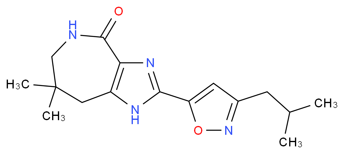 2-(3-isobutylisoxazol-5-yl)-7,7-dimethyl-5,6,7,8-tetrahydroimidazo[4,5-c]azepin-4(1H)-one_Molecular_structure_CAS_)