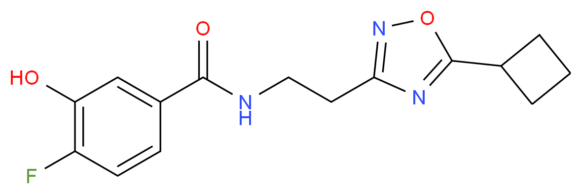 N-[2-(5-cyclobutyl-1,2,4-oxadiazol-3-yl)ethyl]-4-fluoro-3-hydroxybenzamide_Molecular_structure_CAS_)