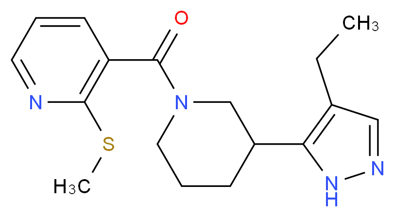3-{[3-(4-ethyl-1H-pyrazol-5-yl)piperidin-1-yl]carbonyl}-2-(methylthio)pyridine_Molecular_structure_CAS_)