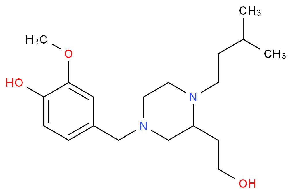 4-{[3-(2-hydroxyethyl)-4-(3-methylbutyl)-1-piperazinyl]methyl}-2-methoxyphenol_Molecular_structure_CAS_)