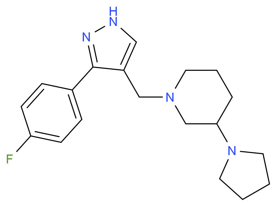 1-{[3-(4-fluorophenyl)-1H-pyrazol-4-yl]methyl}-3-(1-pyrrolidinyl)piperidine_Molecular_structure_CAS_)