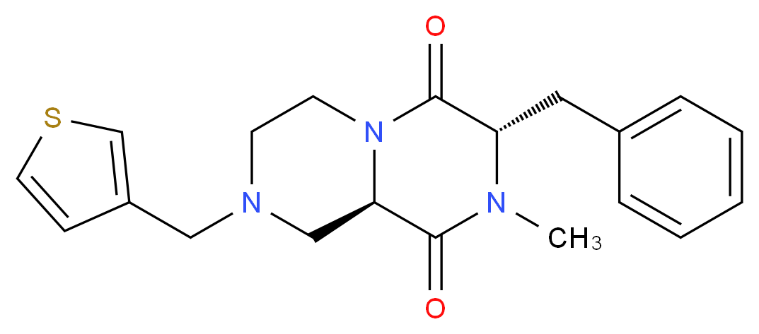 (3S,9aR)-3-benzyl-2-methyl-8-(3-thienylmethyl)tetrahydro-2H-pyrazino[1,2-a]pyrazine-1,4(3H,6H)-dione_Molecular_structure_CAS_)