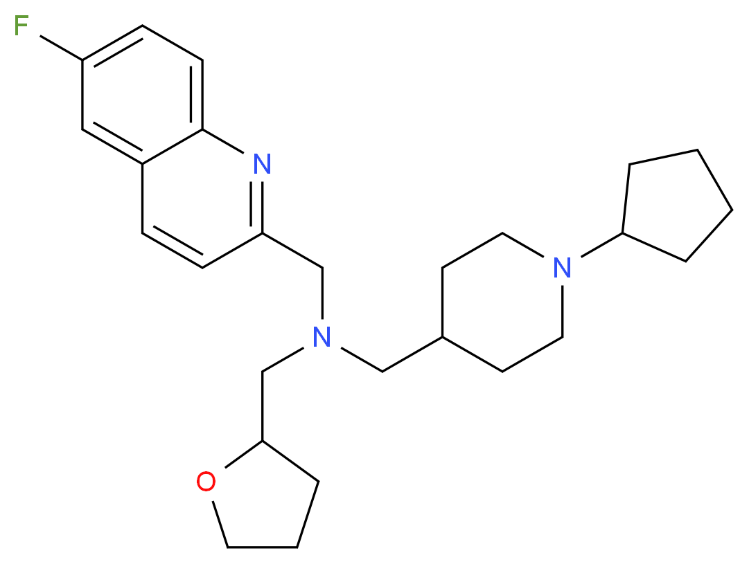 1-(1-cyclopentyl-4-piperidinyl)-N-[(6-fluoro-2-quinolinyl)methyl]-N-(tetrahydro-2-furanylmethyl)methanamine_Molecular_structure_CAS_)