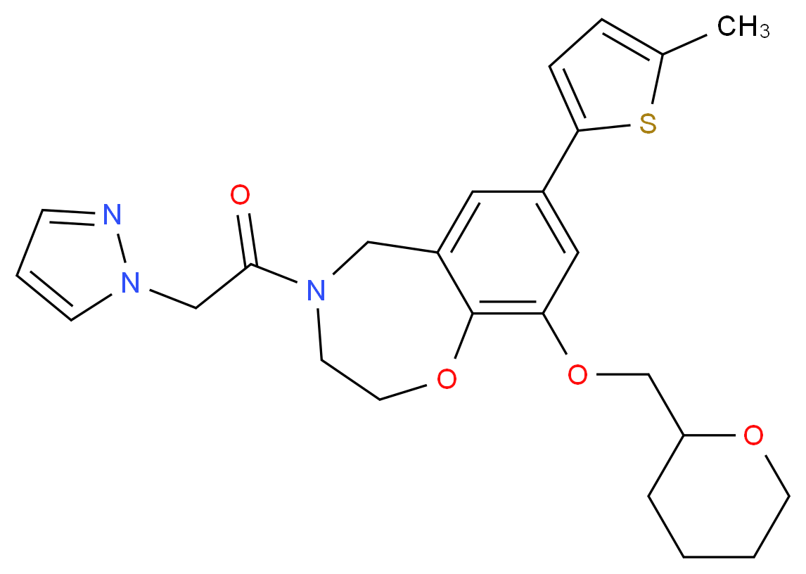 7-(5-methyl-2-thienyl)-4-(1H-pyrazol-1-ylacetyl)-9-(tetrahydro-2H-pyran-2-ylmethoxy)-2,3,4,5-tetrahydro-1,4-benzoxazepine_Molecular_structure_CAS_)
