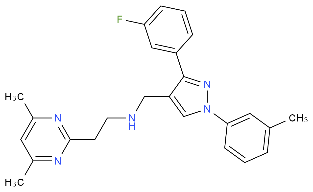 2-(4,6-dimethyl-2-pyrimidinyl)-N-{[3-(3-fluorophenyl)-1-(3-methylphenyl)-1H-pyrazol-4-yl]methyl}ethanamine_Molecular_structure_CAS_)