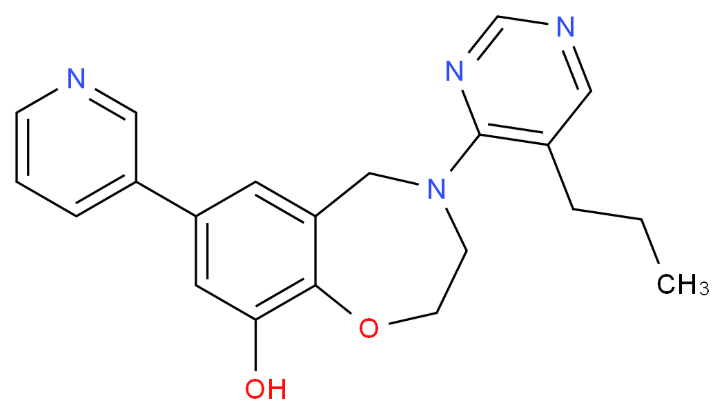 4-(5-propylpyrimidin-4-yl)-7-pyridin-3-yl-2,3,4,5-tetrahydro-1,4-benzoxazepin-9-ol_Molecular_structure_CAS_)