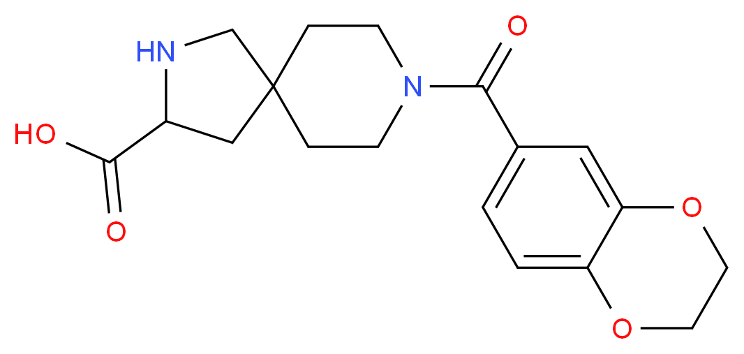 8-(2,3-dihydro-1,4-benzodioxin-6-ylcarbonyl)-2,8-diazaspiro[4.5]decane-3-carboxylic acid_Molecular_structure_CAS_)