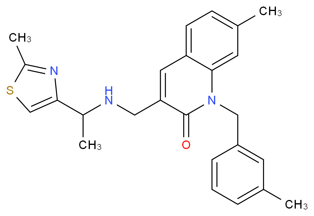 7-methyl-1-(3-methylbenzyl)-3-({[1-(2-methyl-1,3-thiazol-4-yl)ethyl]amino}methyl)-2(1H)-quinolinone_Molecular_structure_CAS_)