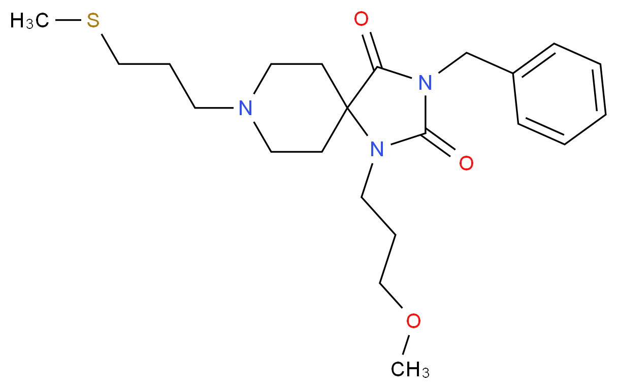 3-benzyl-1-(3-methoxypropyl)-8-[3-(methylthio)propyl]-1,3,8-triazaspiro[4.5]decane-2,4-dione_Molecular_structure_CAS_)