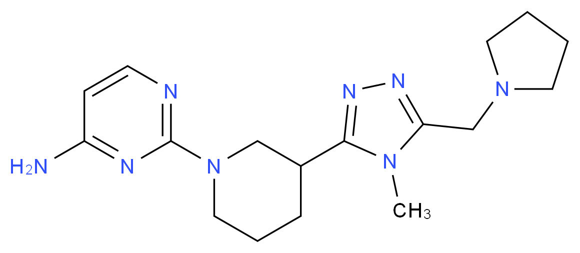 2-{3-[4-methyl-5-(pyrrolidin-1-ylmethyl)-4H-1,2,4-triazol-3-yl]piperidin-1-yl}pyrimidin-4-amine_Molecular_structure_CAS_)