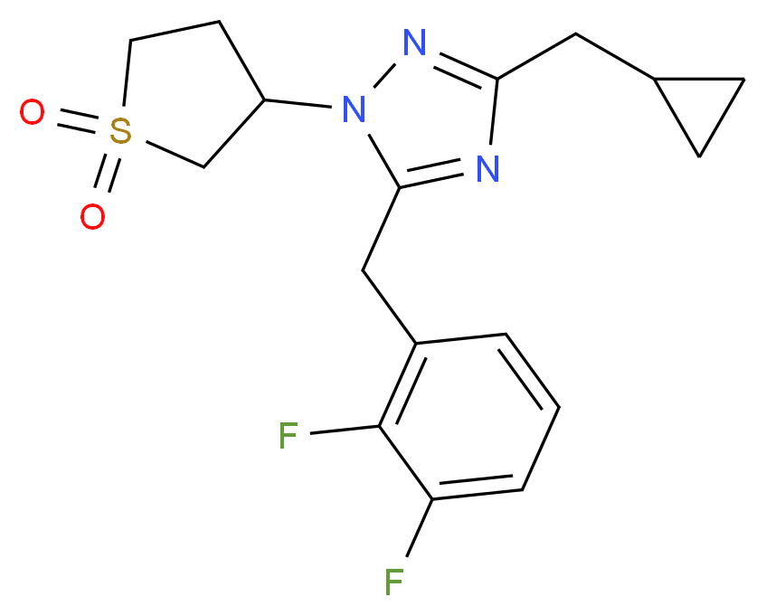 3-(cyclopropylmethyl)-5-(2,3-difluorobenzyl)-1-(1,1-dioxidotetrahydro-3-thienyl)-1H-1,2,4-triazole_Molecular_structure_CAS_)