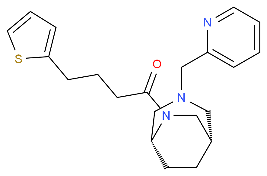 (1S*,5R*)-3-(2-pyridinylmethyl)-6-[4-(2-thienyl)butanoyl]-3,6-diazabicyclo[3.2.2]nonane_Molecular_structure_CAS_)