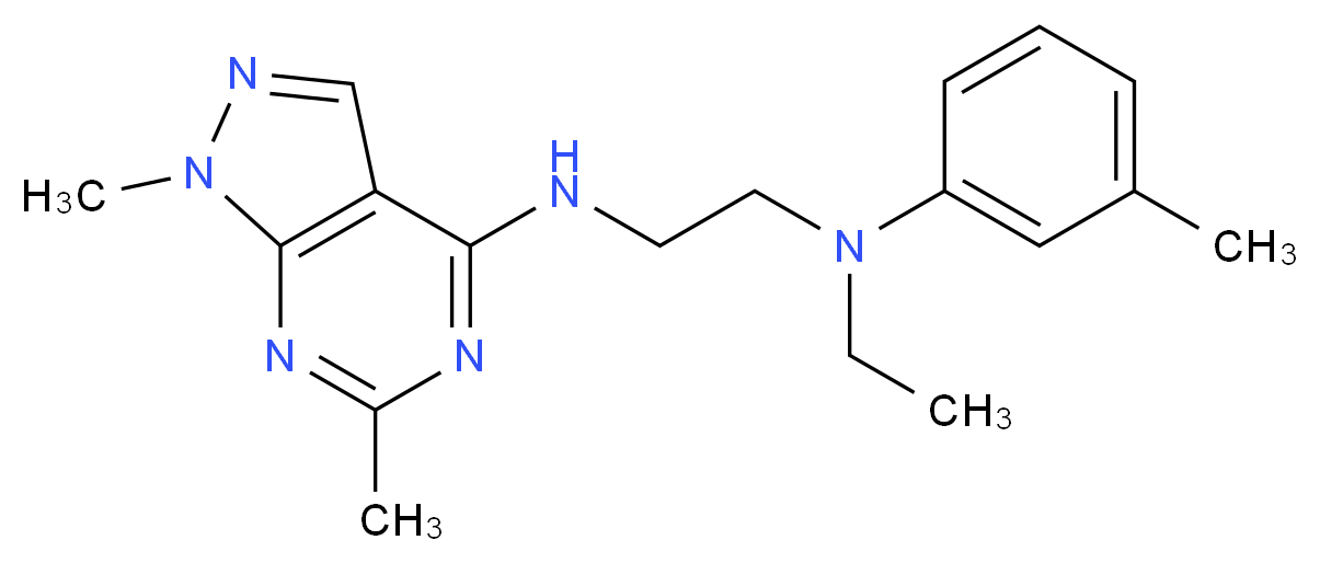 (1,6-dimethyl-1H-pyrazolo[3,4-d]pyrimidin-4-yl){2-[ethyl(3-methylphenyl)amino]ethyl}amine_Molecular_structure_CAS_)